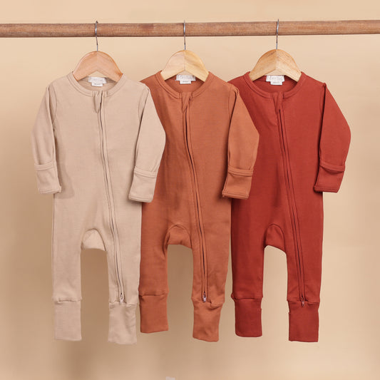 Latte + Ginger + Picante Organic Zipsuit