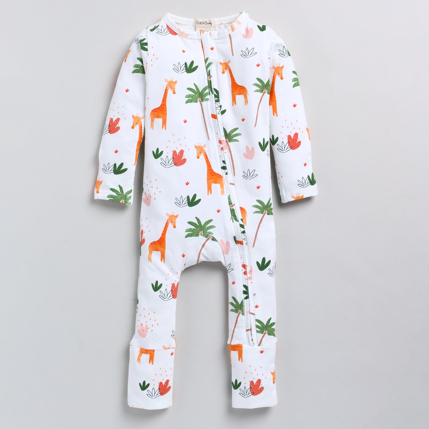 Dora the Giraffe Collection Organic cotton full sleeve Zipsuit for newborn baby girl