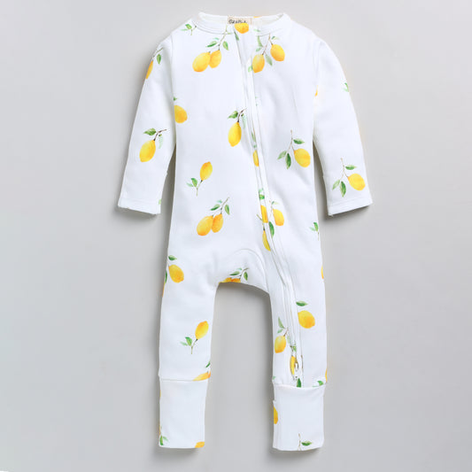 Lemon Love Collection Organic cotton full sleeve Zipsuit