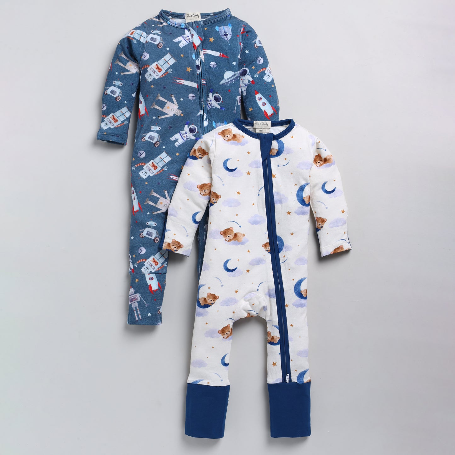 Printed Zipsuits - Pack of 2
