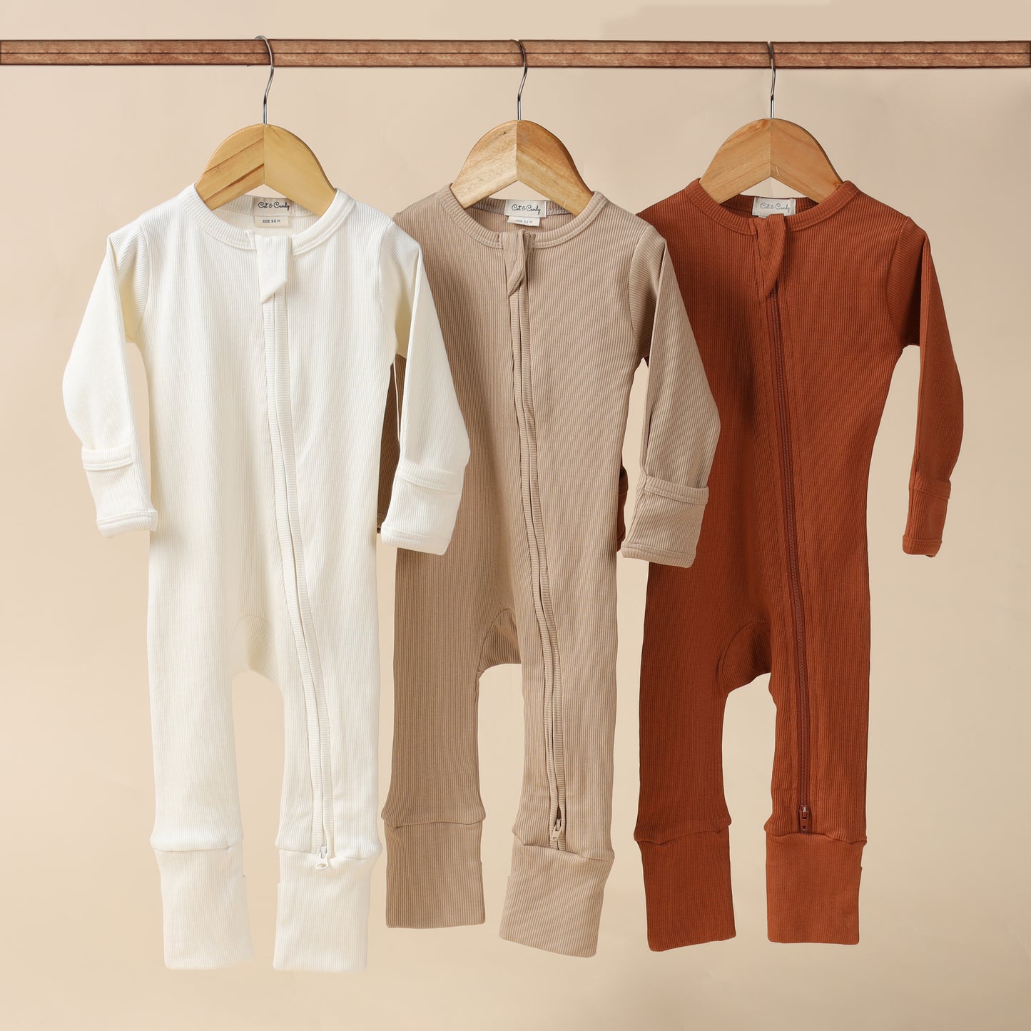 Solid Long Sleeve Zipsuits - Pack of 3