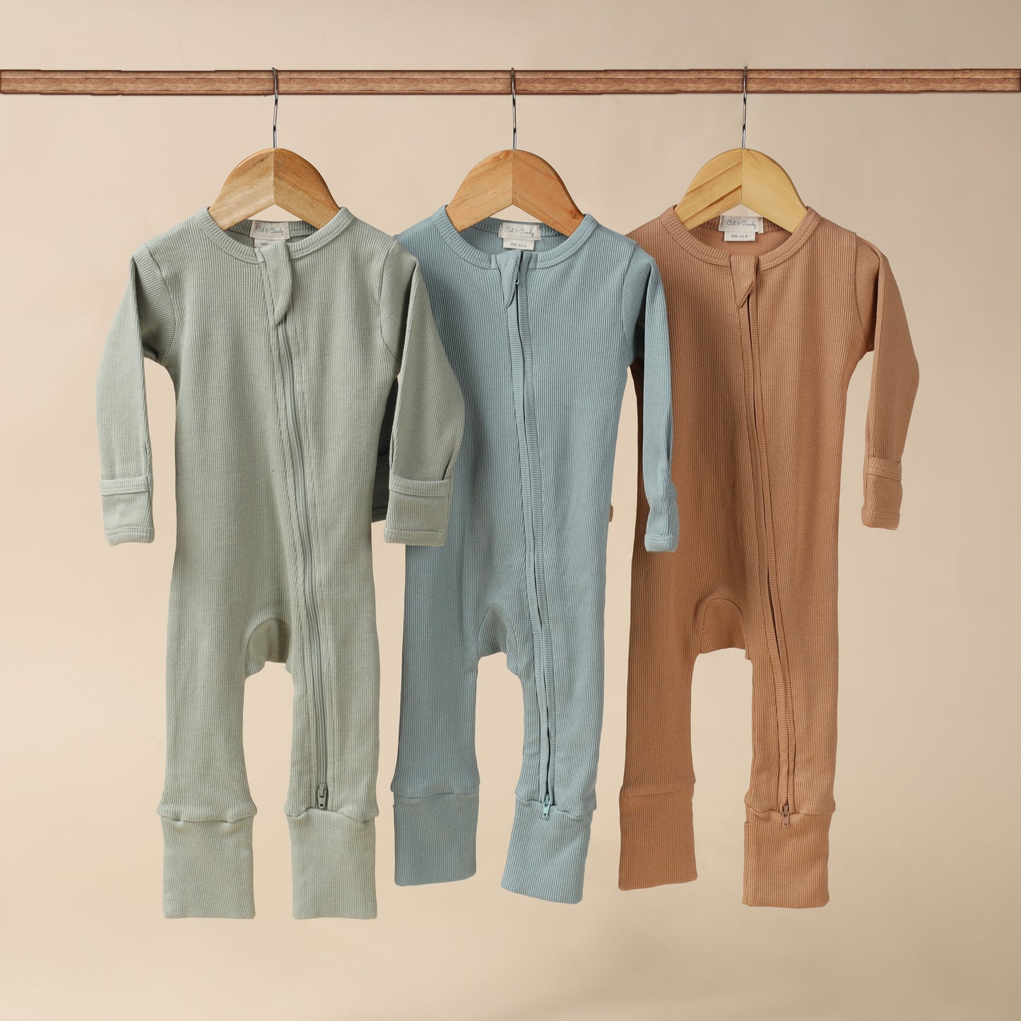 Solid Long Sleeve Zipsuits - Pack of 3