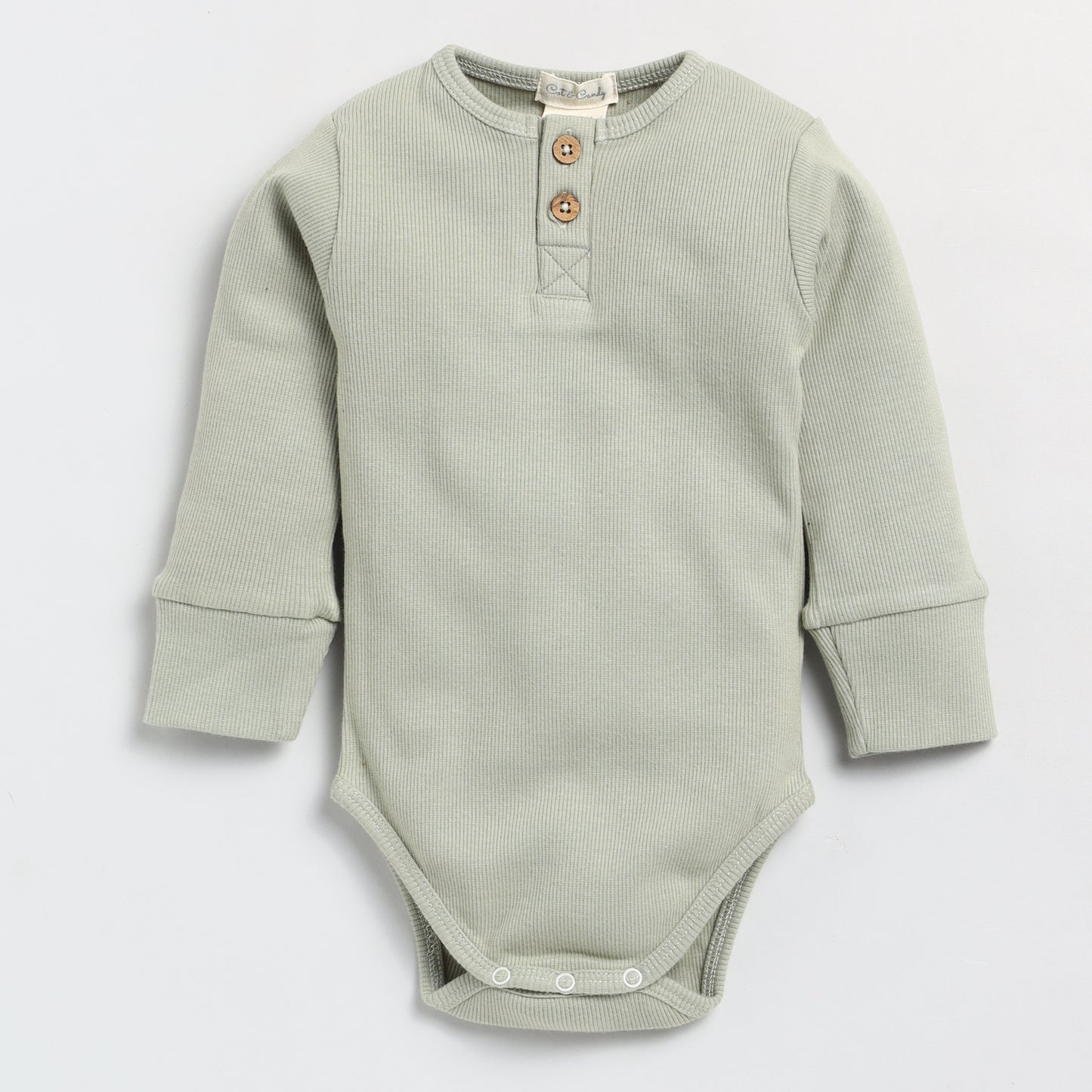 Sage Organic Long Sleeve Bodysuit With Blush Pink Headband