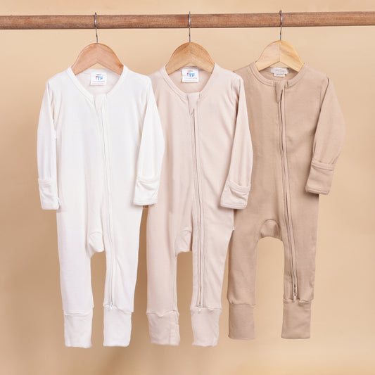 Milk + Oatmeal + Latte Organic Zipsuit