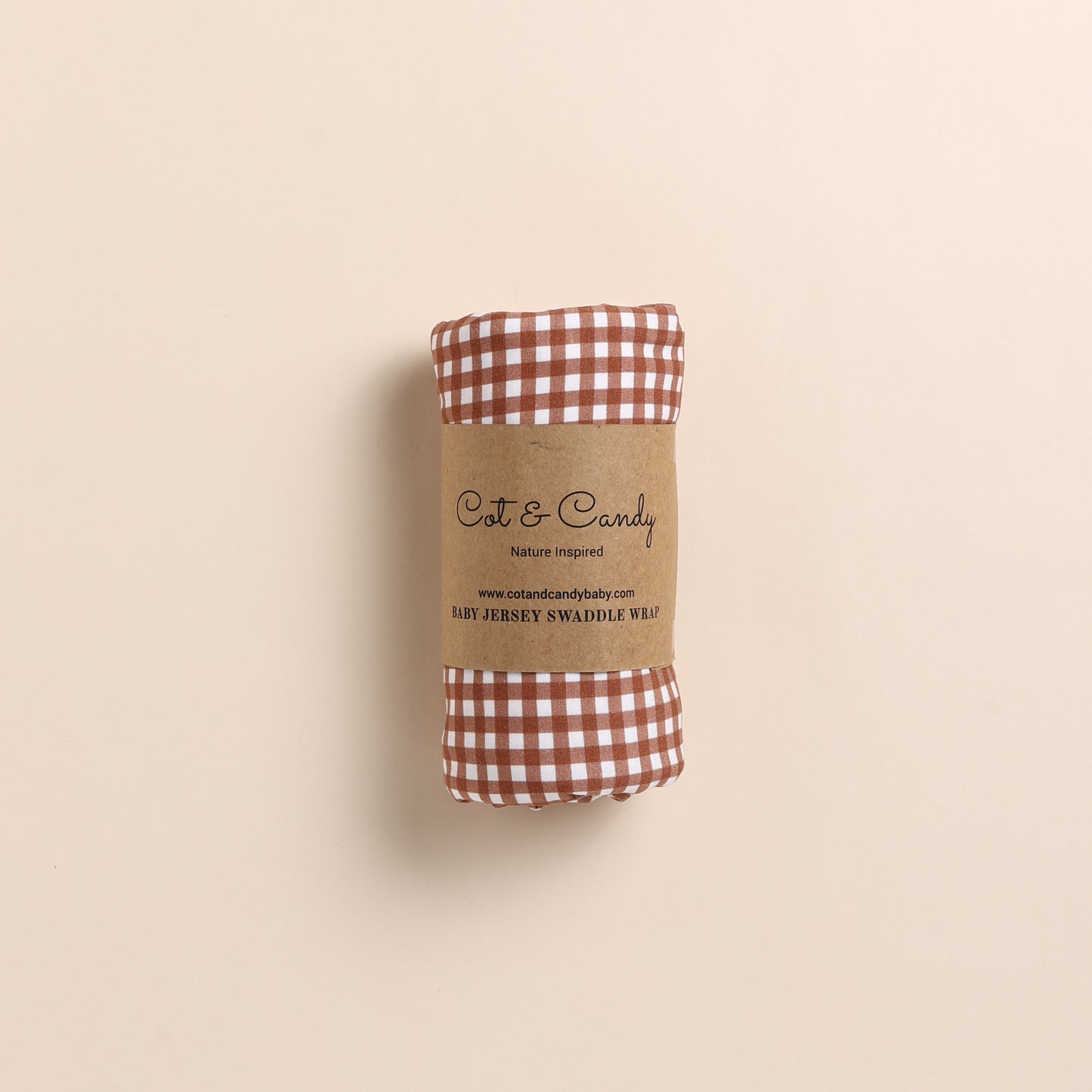 Ginger Gingham Organic Swaddle Wrap With Beanie