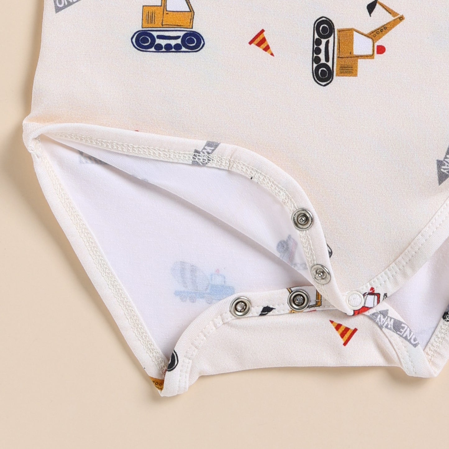 Construction Organic Long Sleeve Bodysuit With Denim Leggings and Security Toy