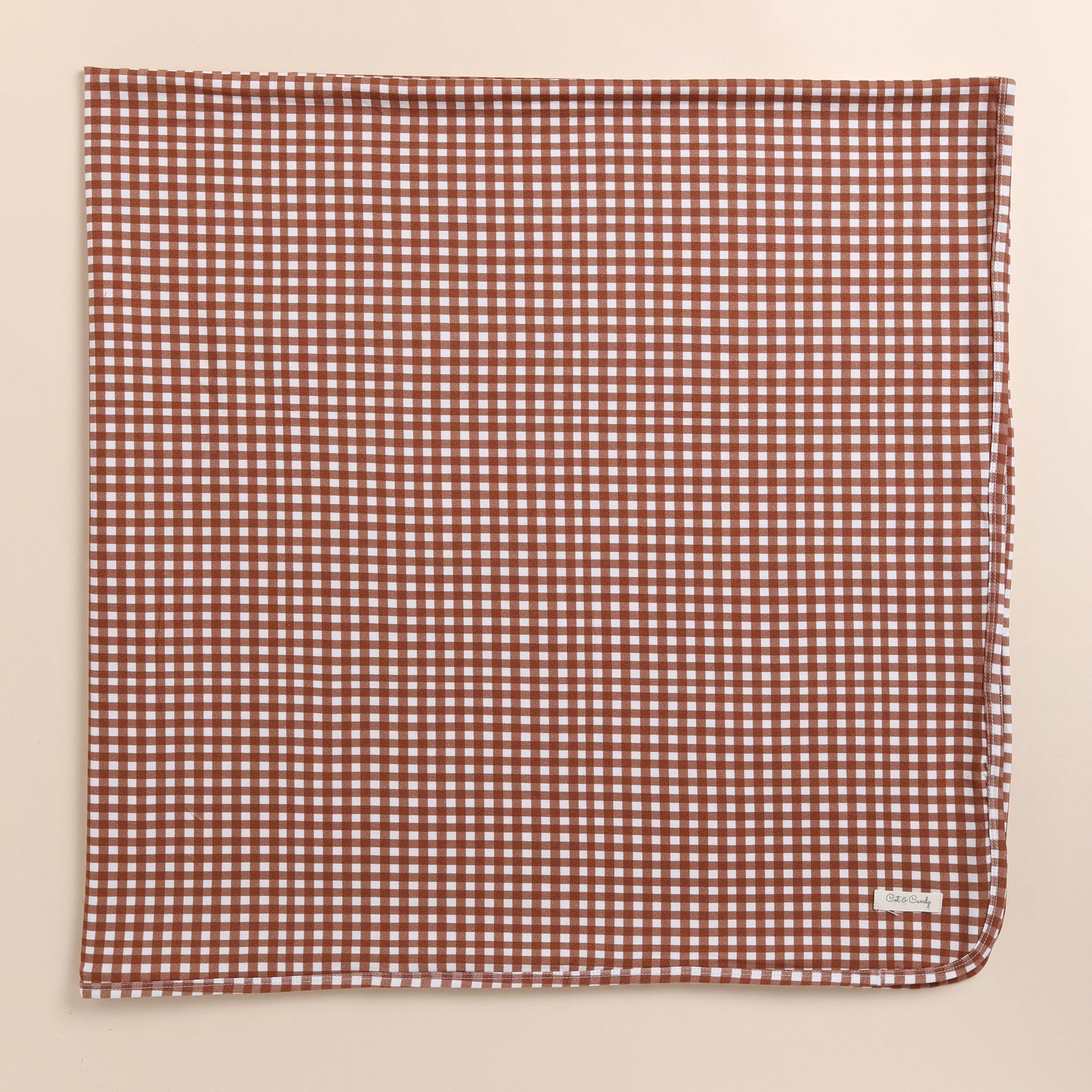 Ginger Gingham Organic Swaddle Wrap With Beanie