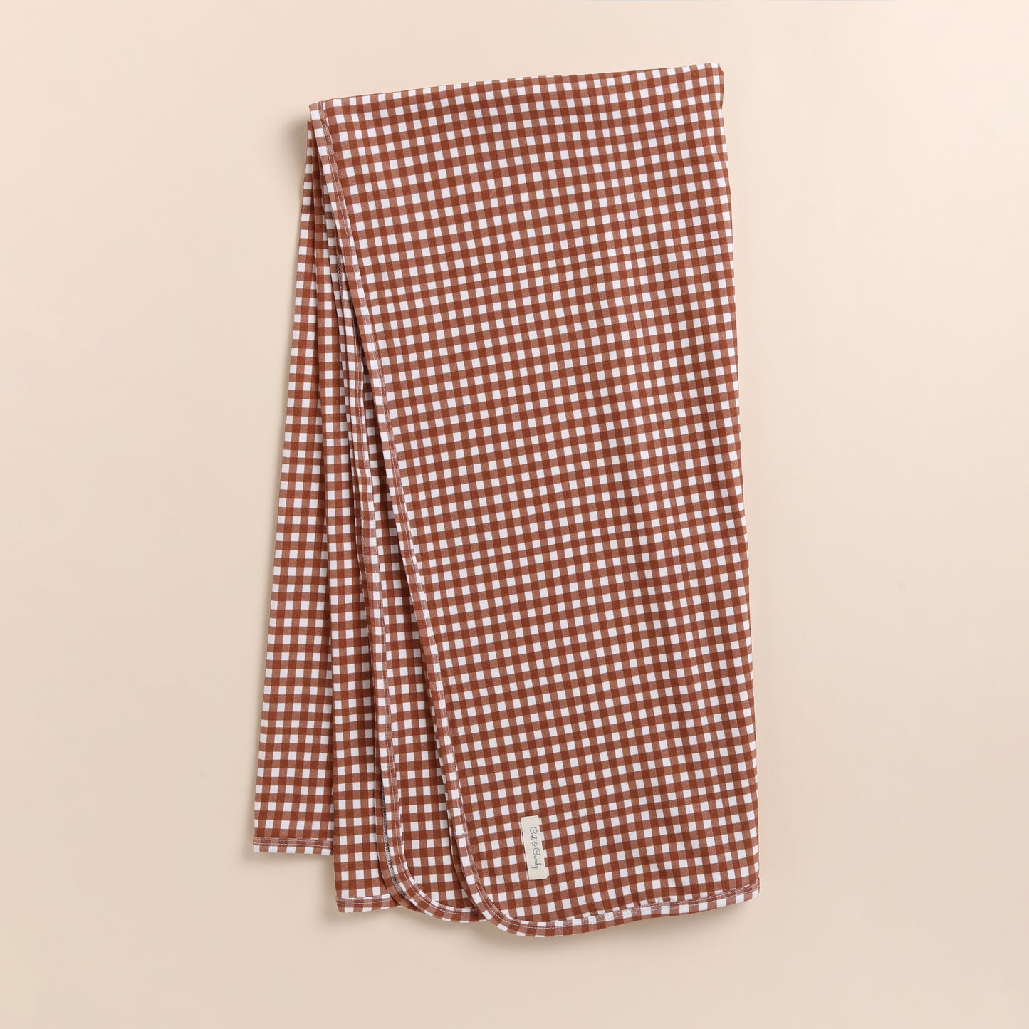 Ginger Gingham Organic Swaddle Wrap With Beanie