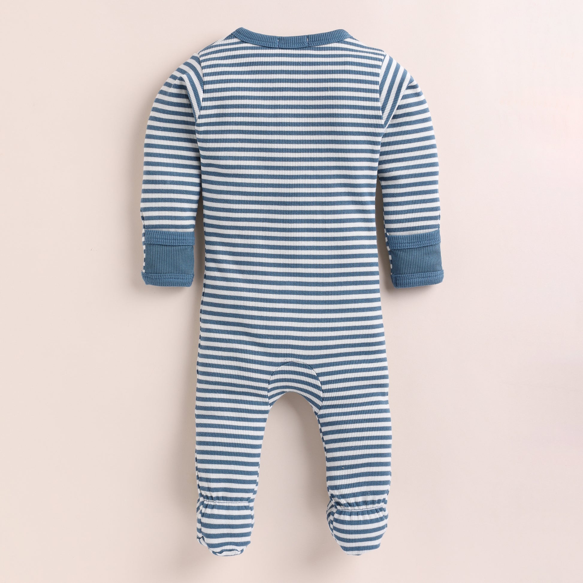 Teal Stripe Organic Footed Sleepsuit for 12-18 months baby