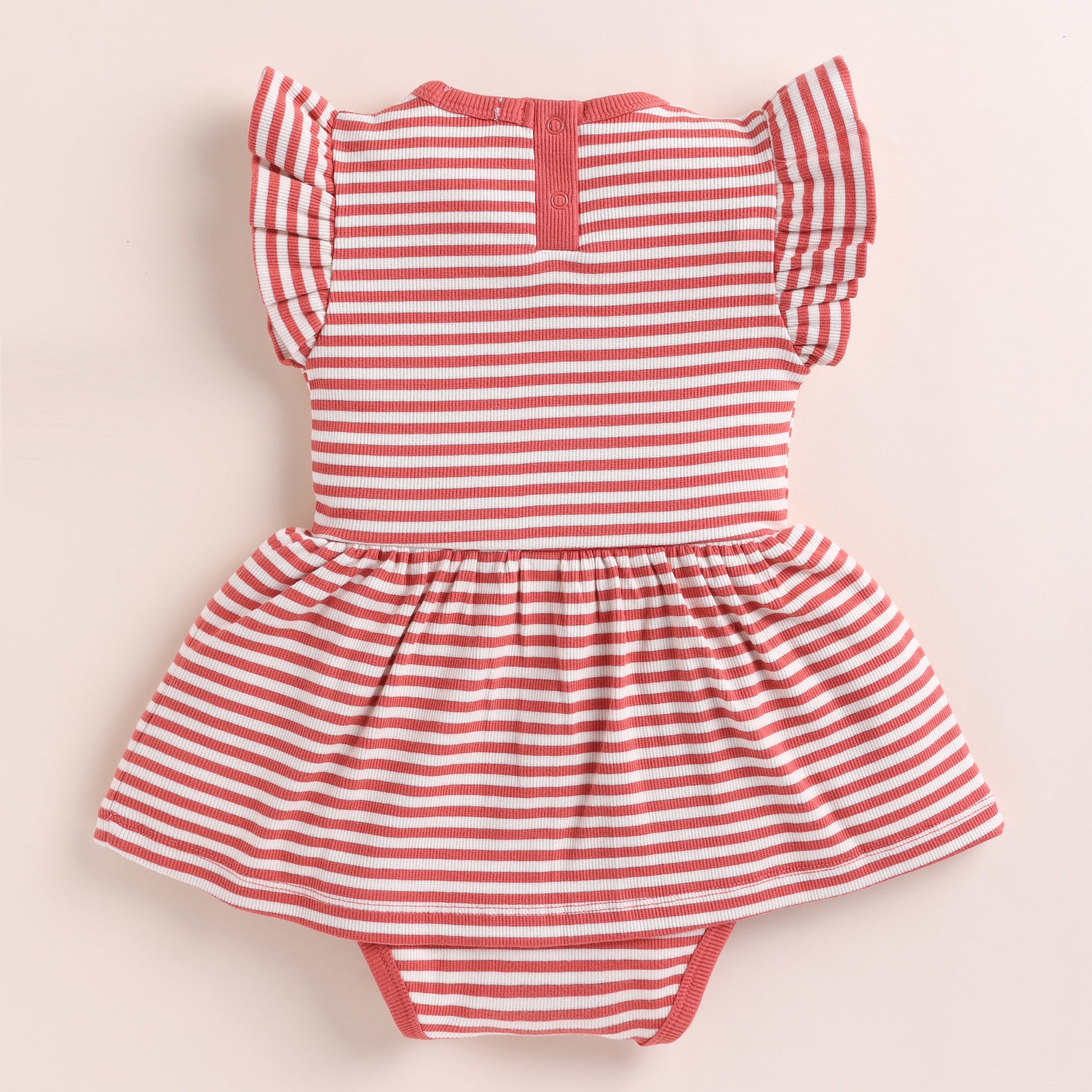 Berry Stripe Organic Short Sleeve Dress With Frill for newborn baby girls