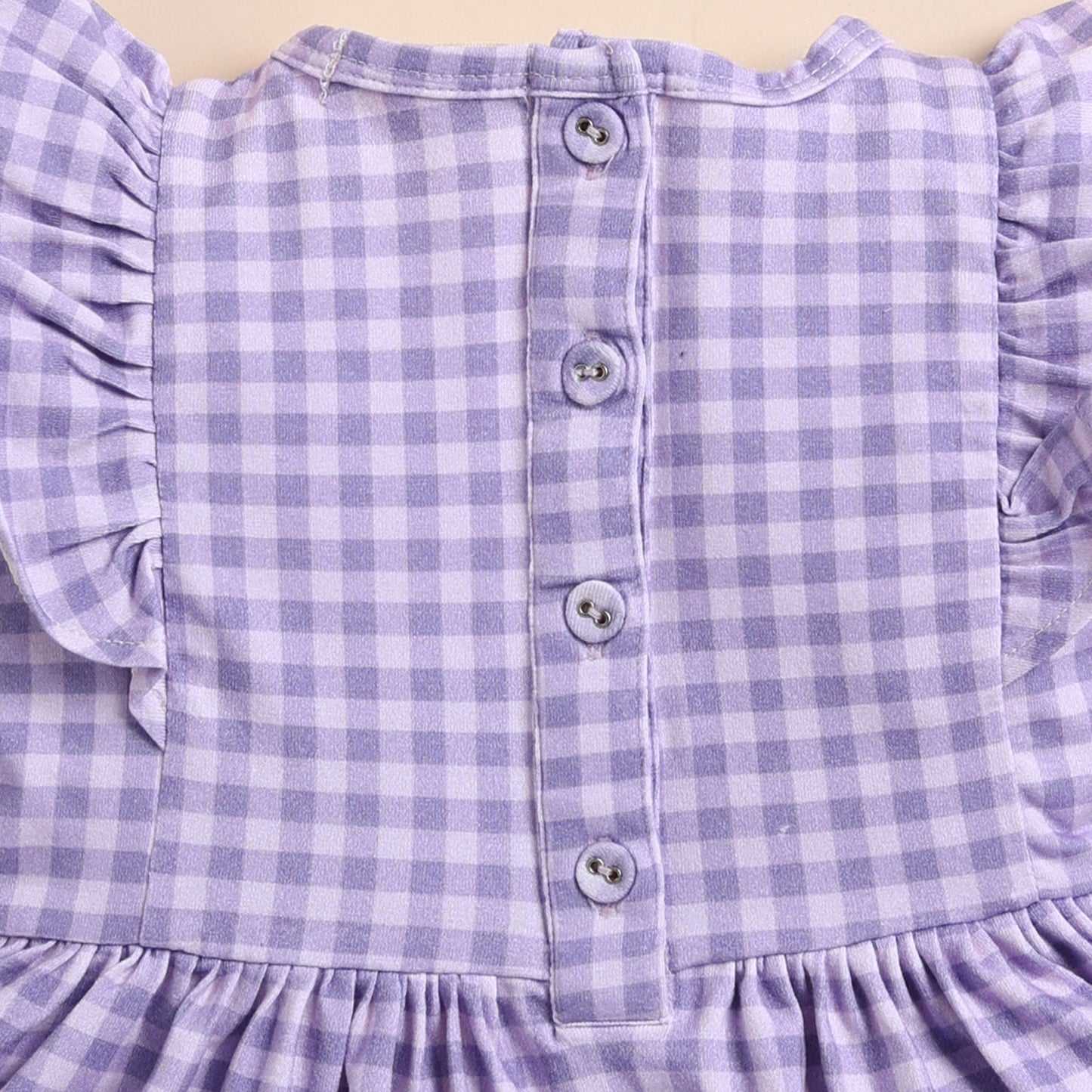 Order Orchid Gingham Organic Long Sleeve Ruffle Dress