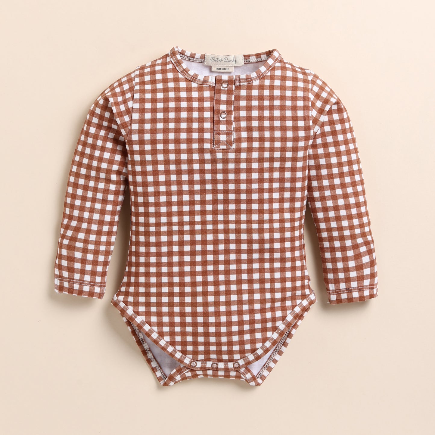 Ginger Gingham Organic Long Sleeve Bodysuit With Leggings