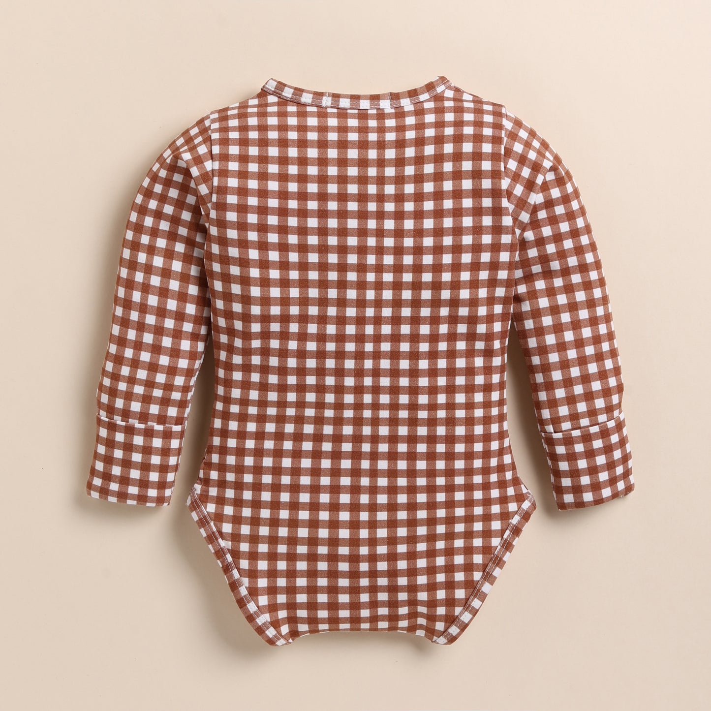 Ginger Gingham Organic Long Sleeve Bodysuit With Leggings