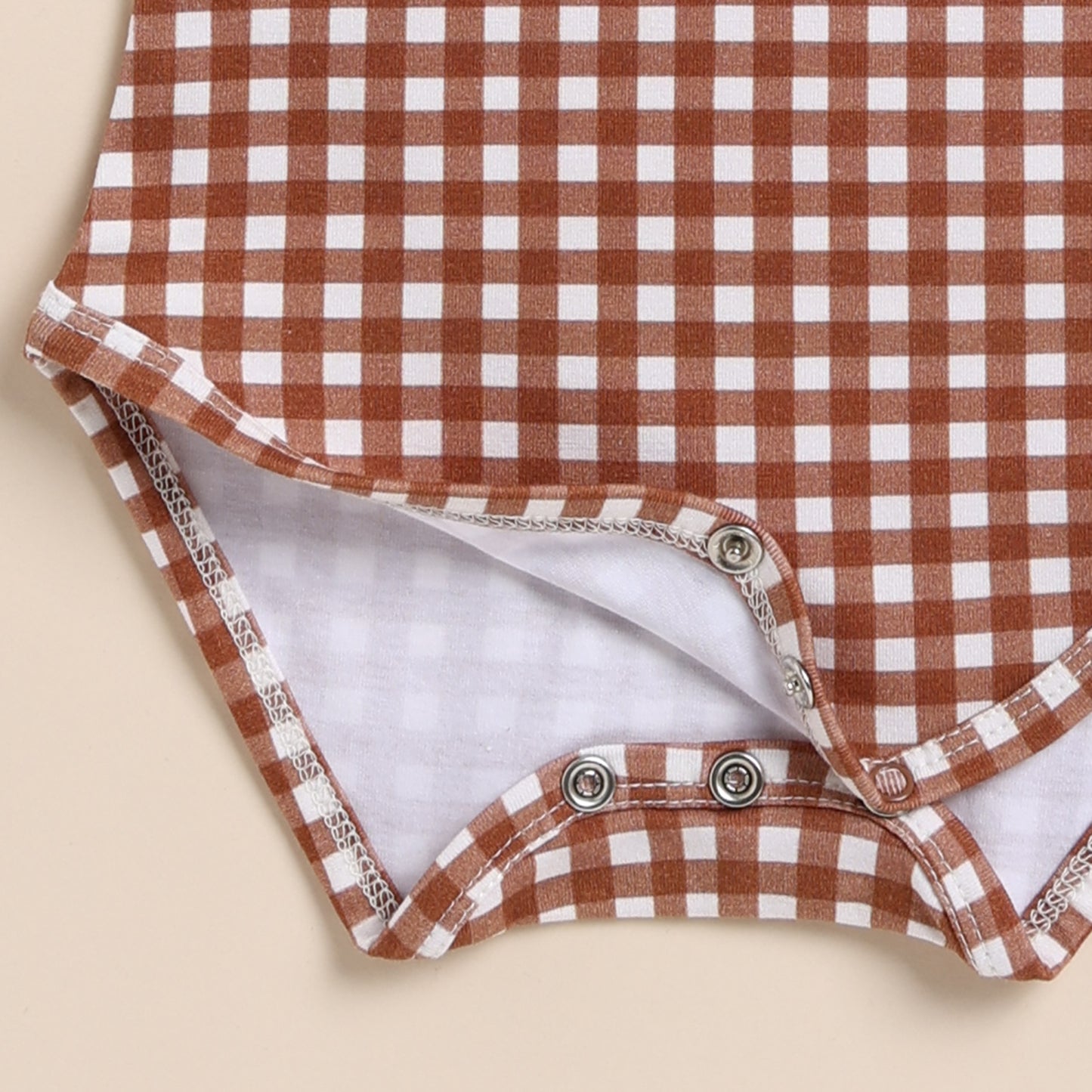 Ginger Gingham Organic Long Sleeve Bodysuit With Leggings