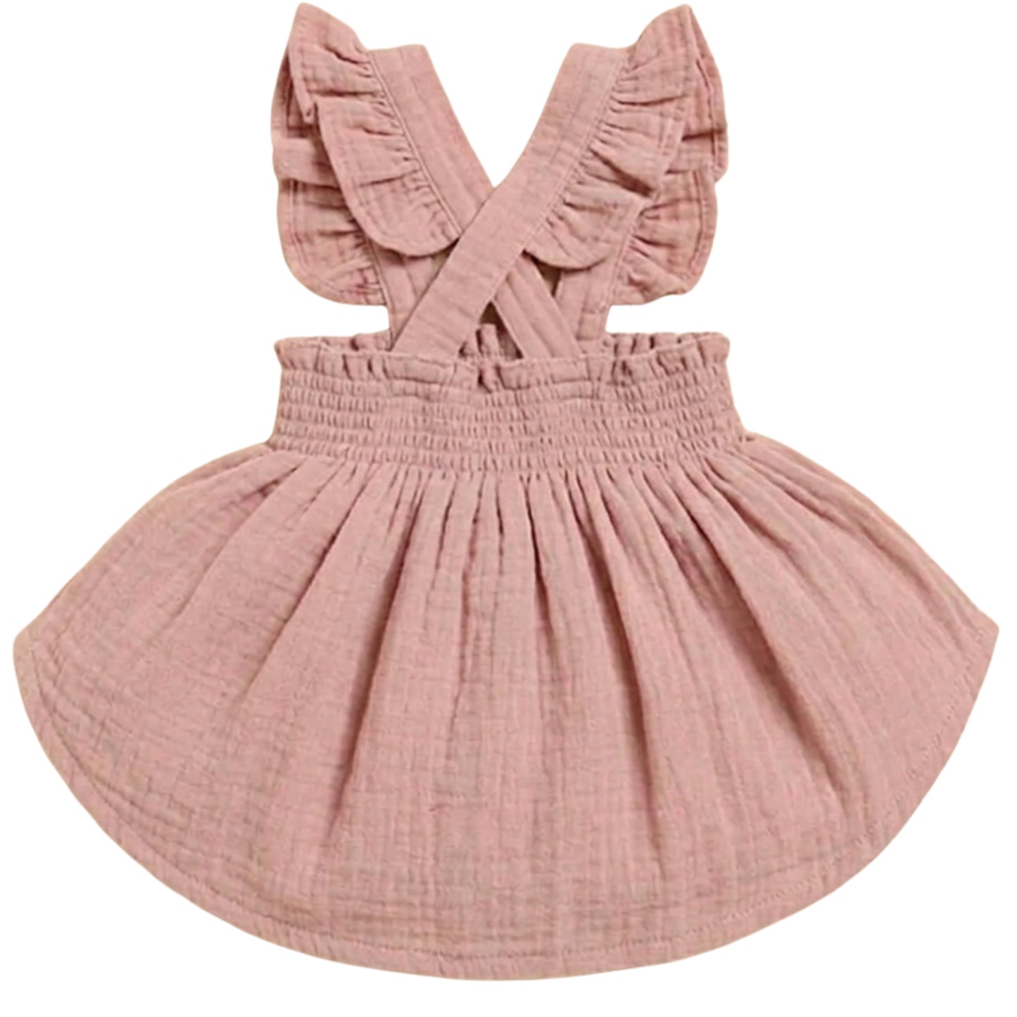 Blush Pink Organic Muslin Sleeveless Frill Top