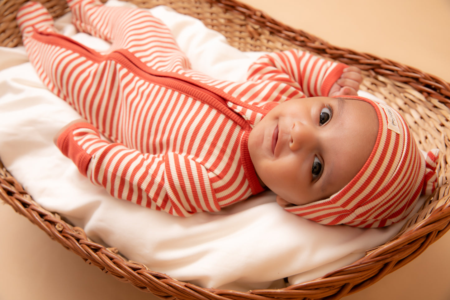 Berry Stripe Organic Footed Sleepsuit for newborn baby