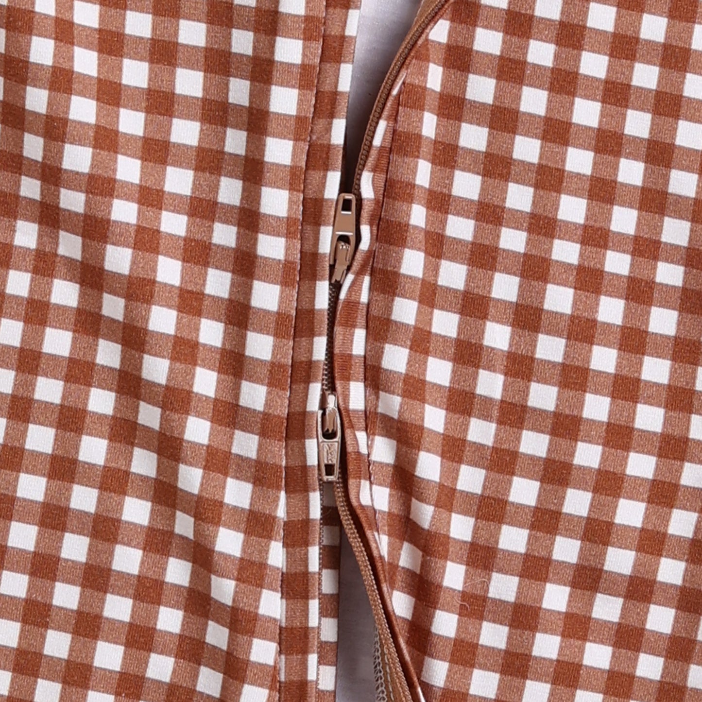 Ginger Gingham Organic Zipsuit With Beanie