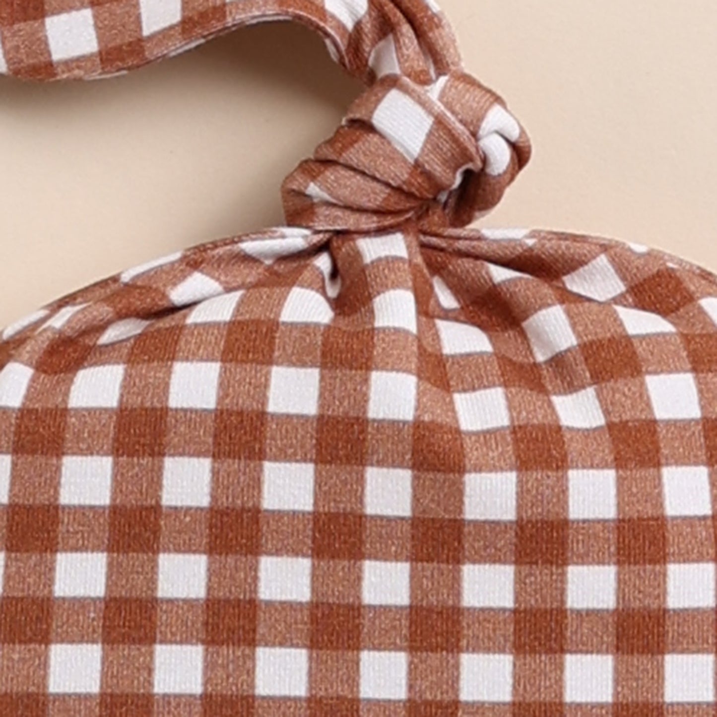 Ginger Gingham Organic Swaddle Wrap With Beanie