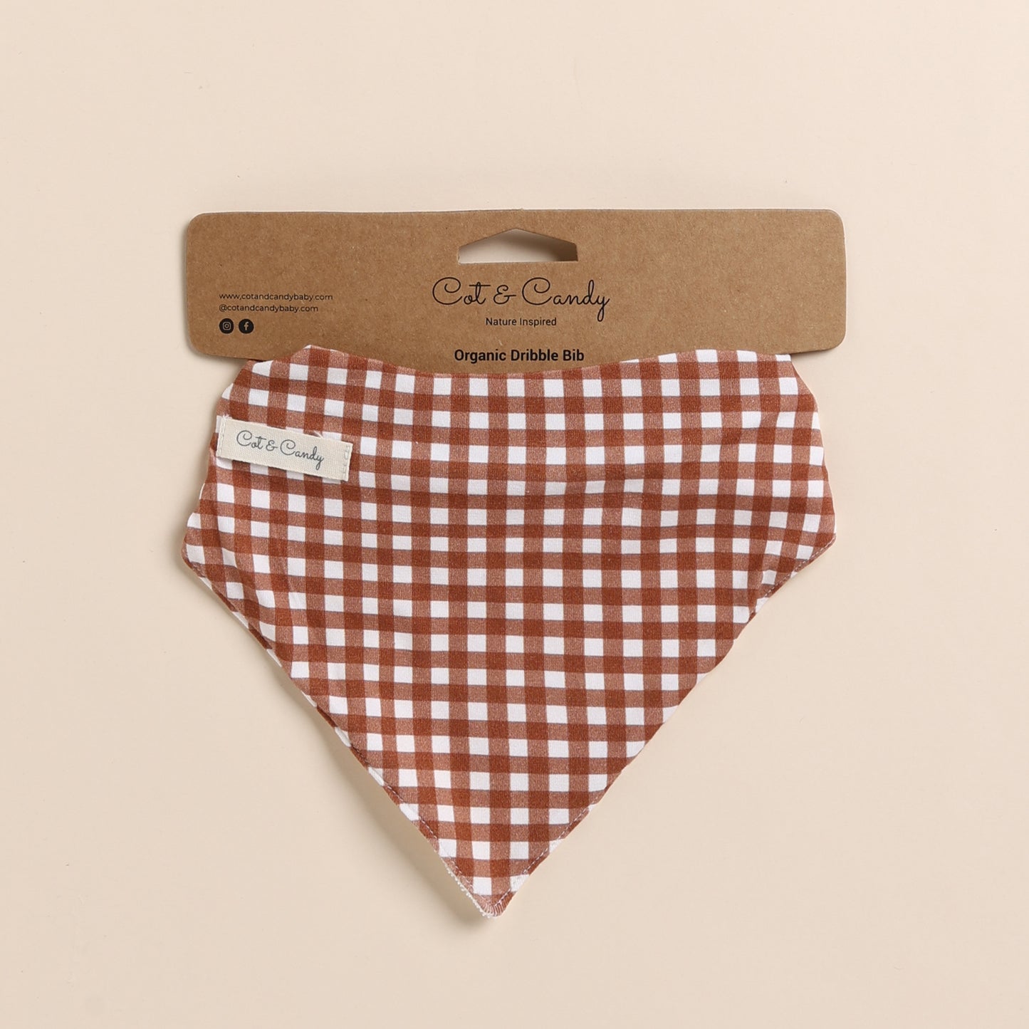 Ginger Gingham Organic Dribble Bib