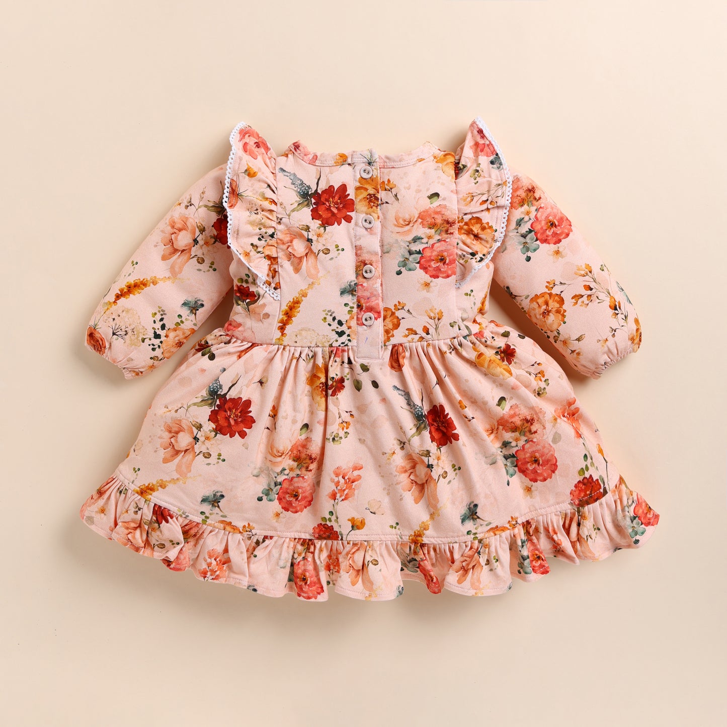 Shop Flora Organic Long Sleeve Ruffle Dress for your 0-24 months baby - CotandCandyBaby