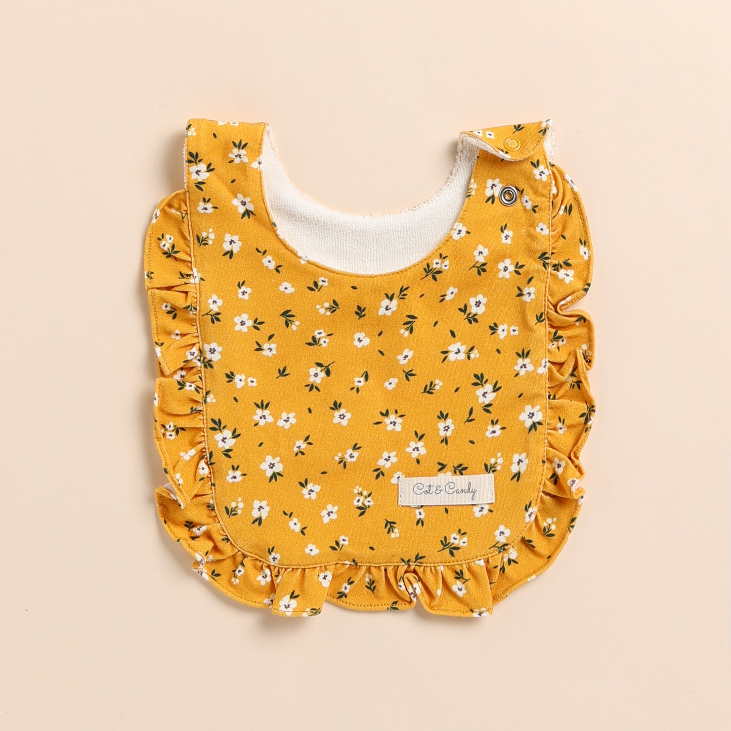 White Organic Long Sleeve Bodysuit With Vintage Floral Leggings, Headband and Bib