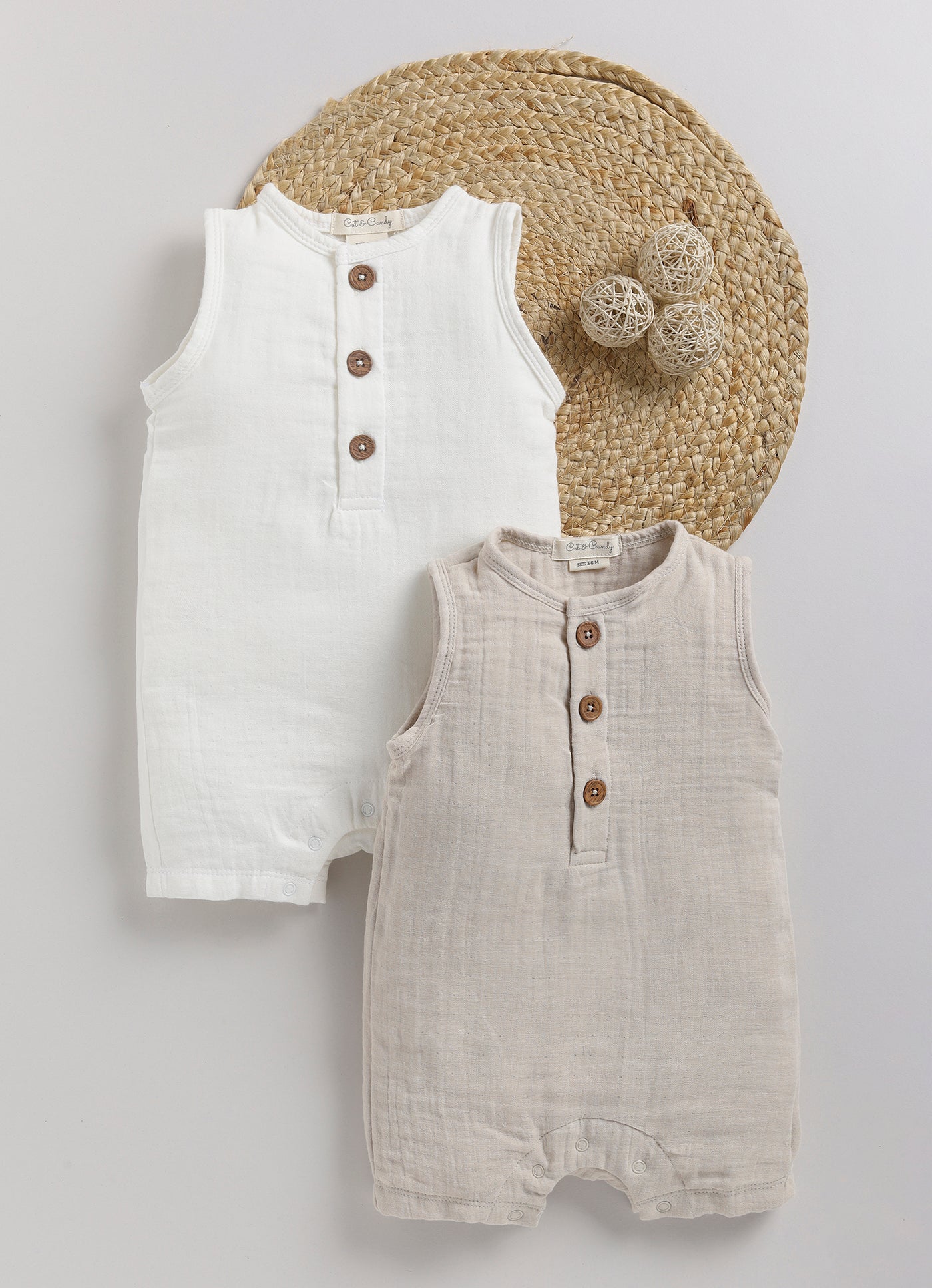 Muslin Half Romper - Pack Of 2