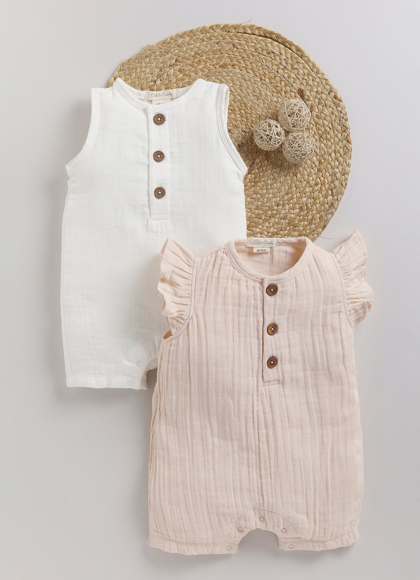 Muslin Half Romper - Pack Of 2