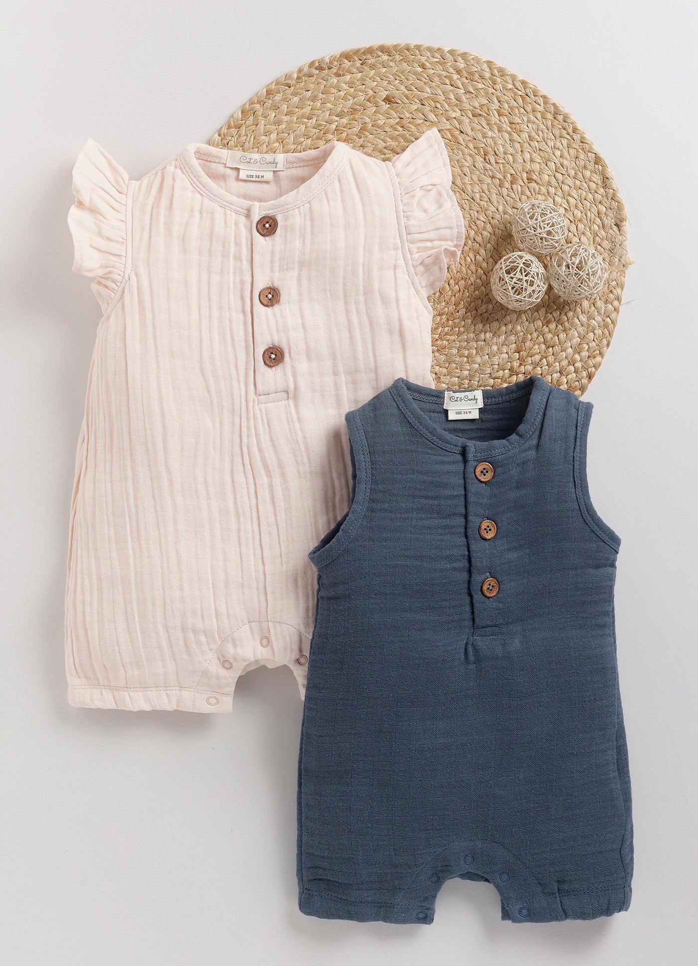 Muslin Half Romper - Pack Of 2