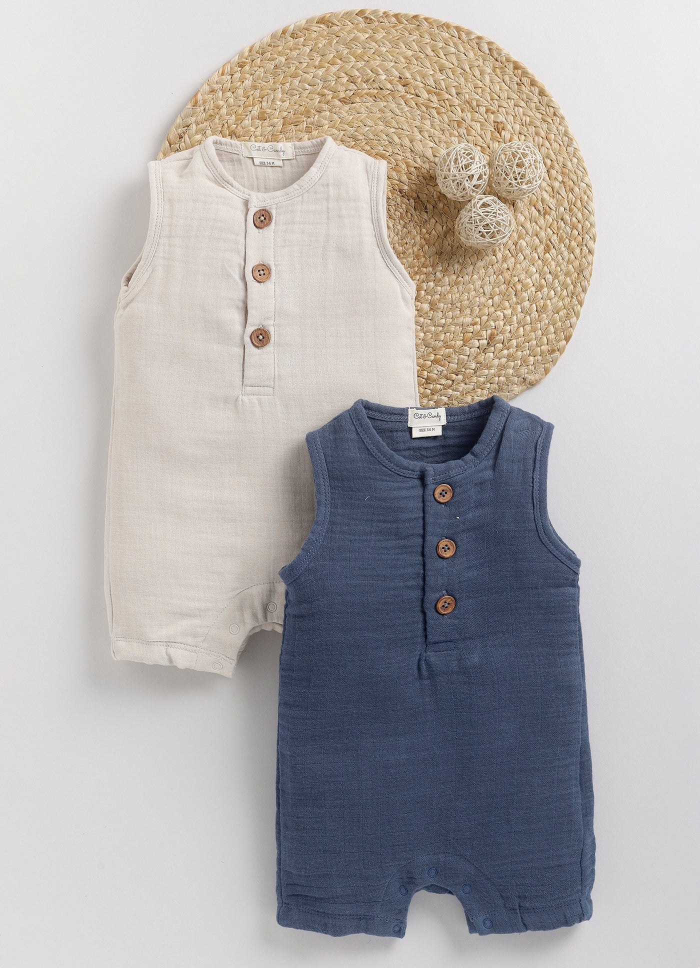 Muslin Half Romper - Pack Of 2