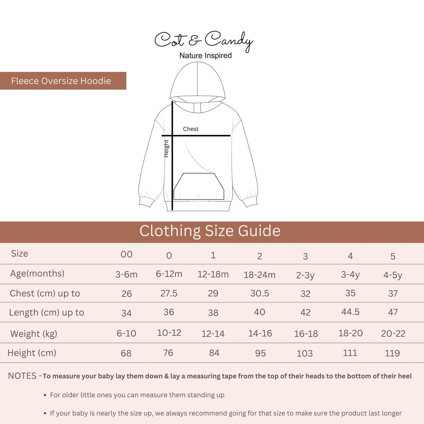 Shop almond peach color organic fleece oversized hoodie for your 3 months to 5 years baby - CotandCandyBaby