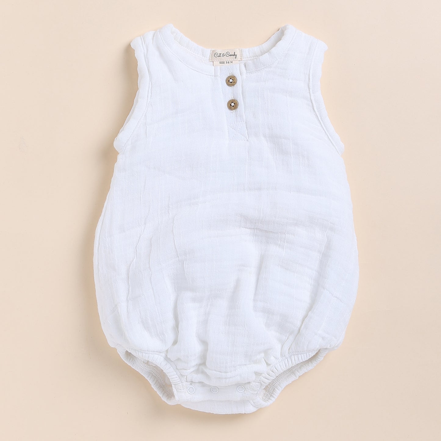 White Organic Muslin Bubble Romper