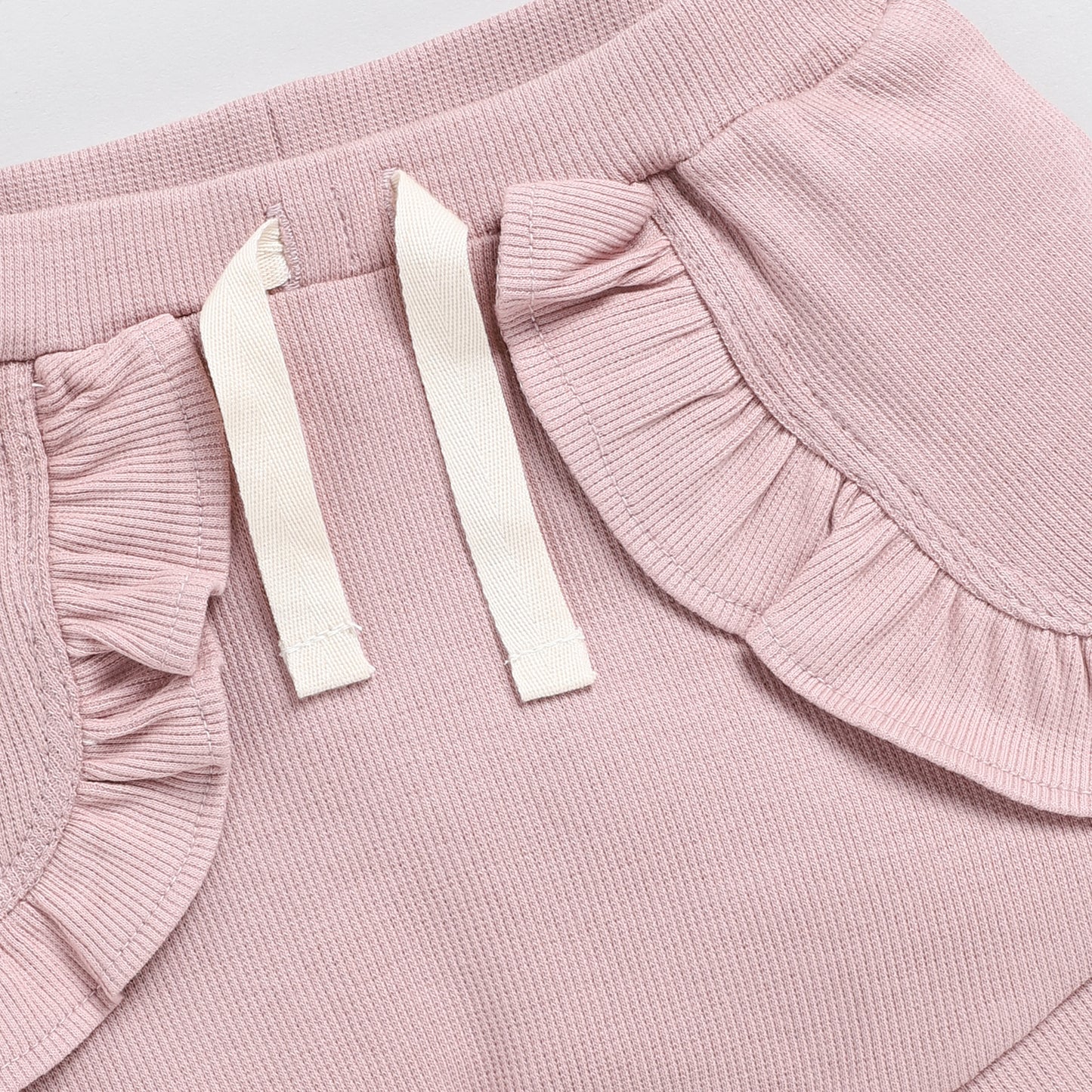 Blush Pink Organic Drawstring Shorts for 0-12 months baby