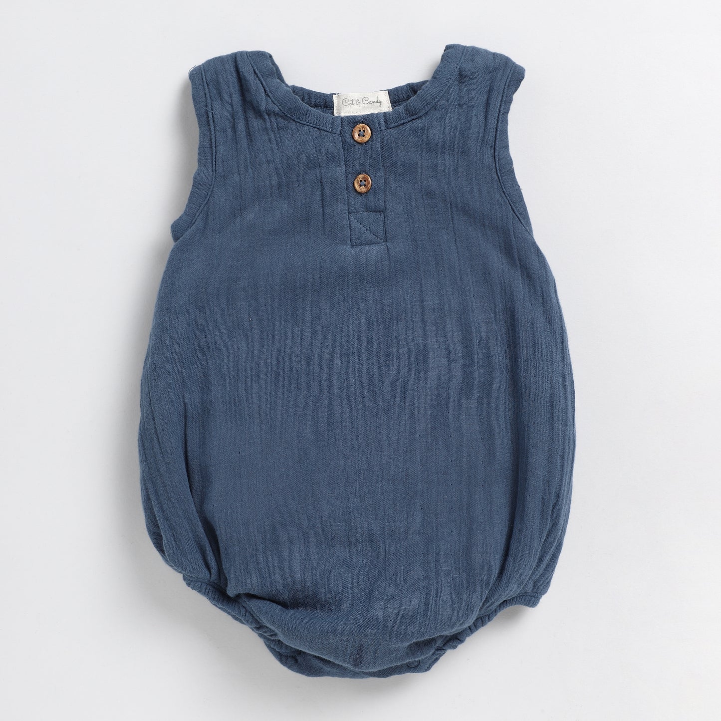 Navy Organic Muslin Bubble Romper