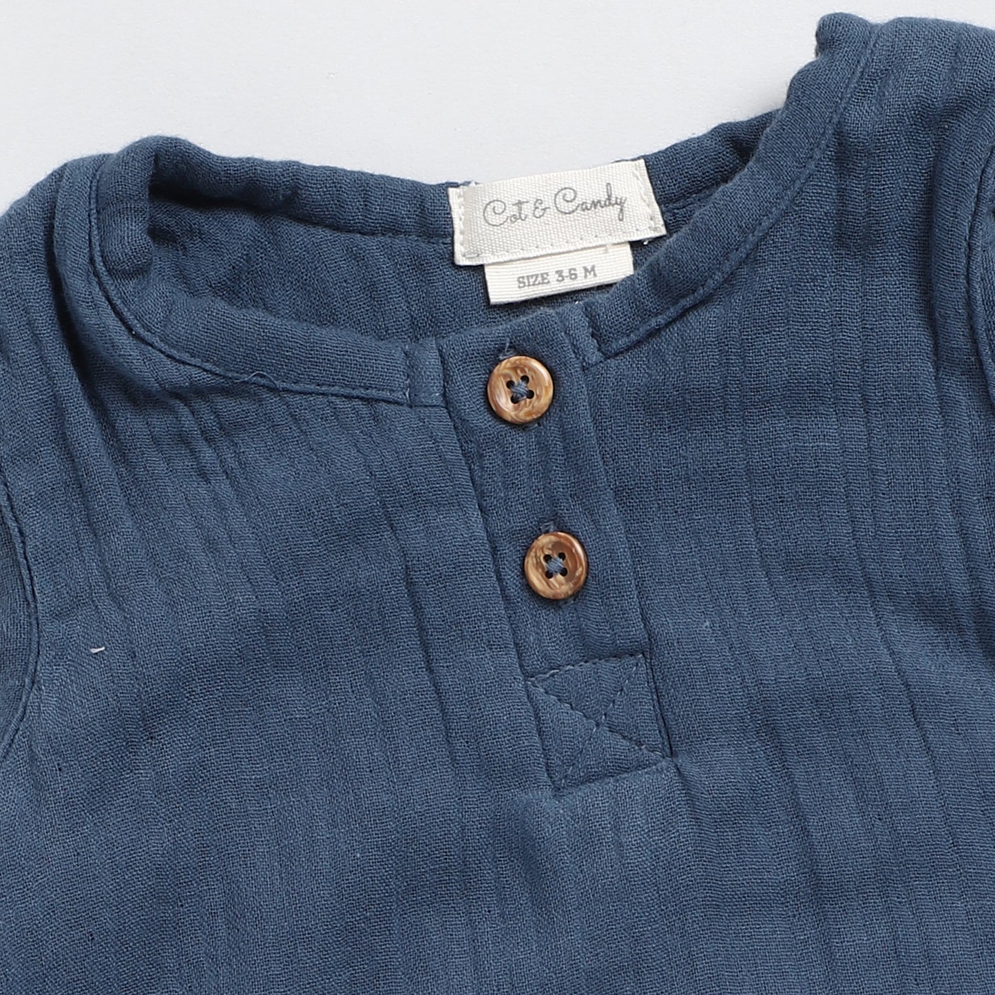 Navy Organic Muslin Bubble Romper