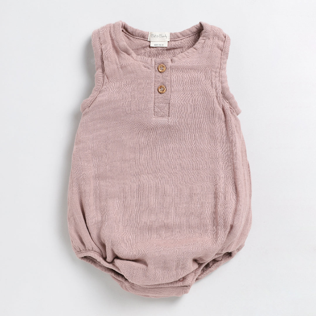 Blush Pink Organic Muslin Bubble Romper