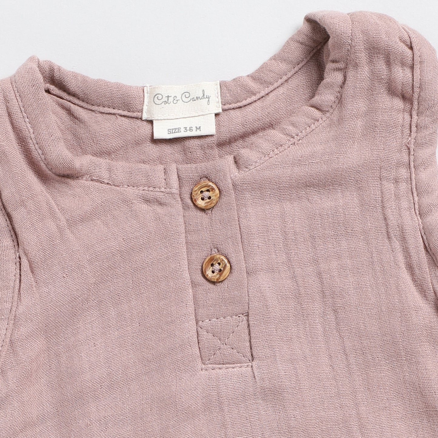 Blush Pink Organic Muslin Bubble Romper