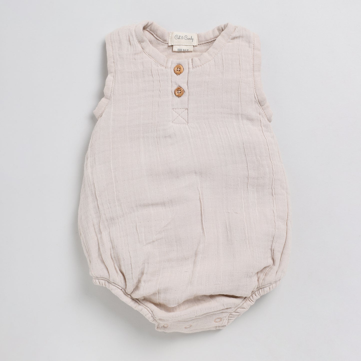 Oatmeal Organic Muslin Bubble Romper