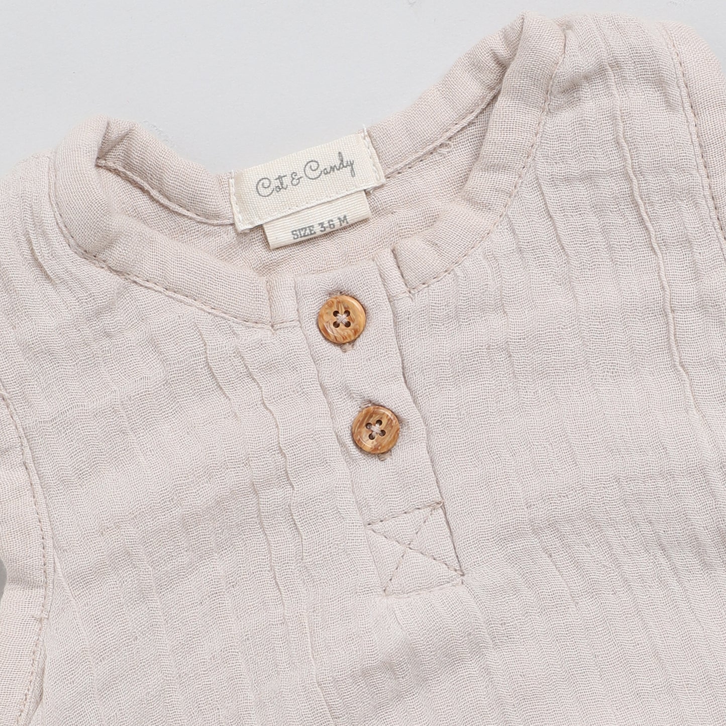 Oatmeal Organic Muslin Bubble Romper