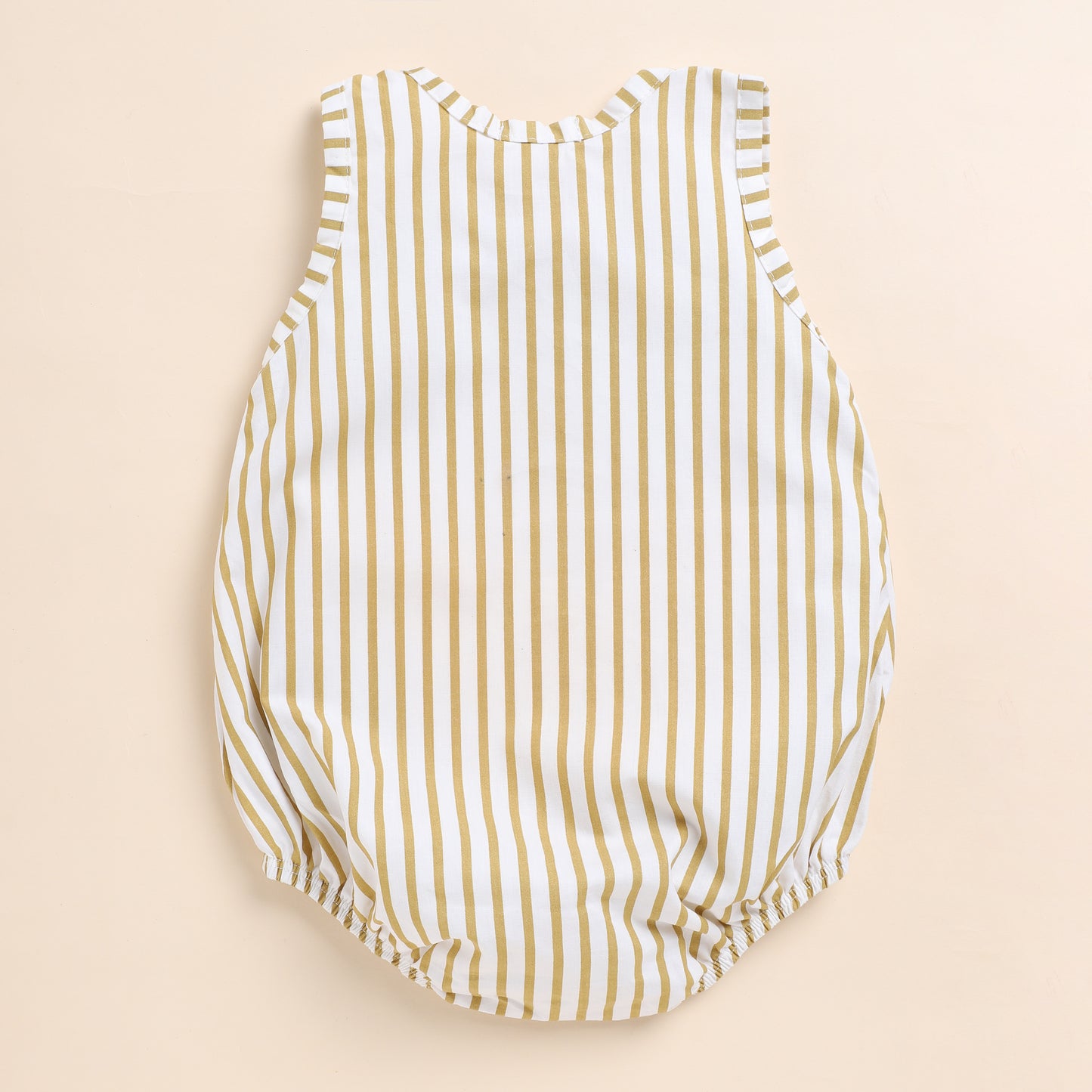 Mustard Stripe Organic Bubble Romper for 0-3 months baby
