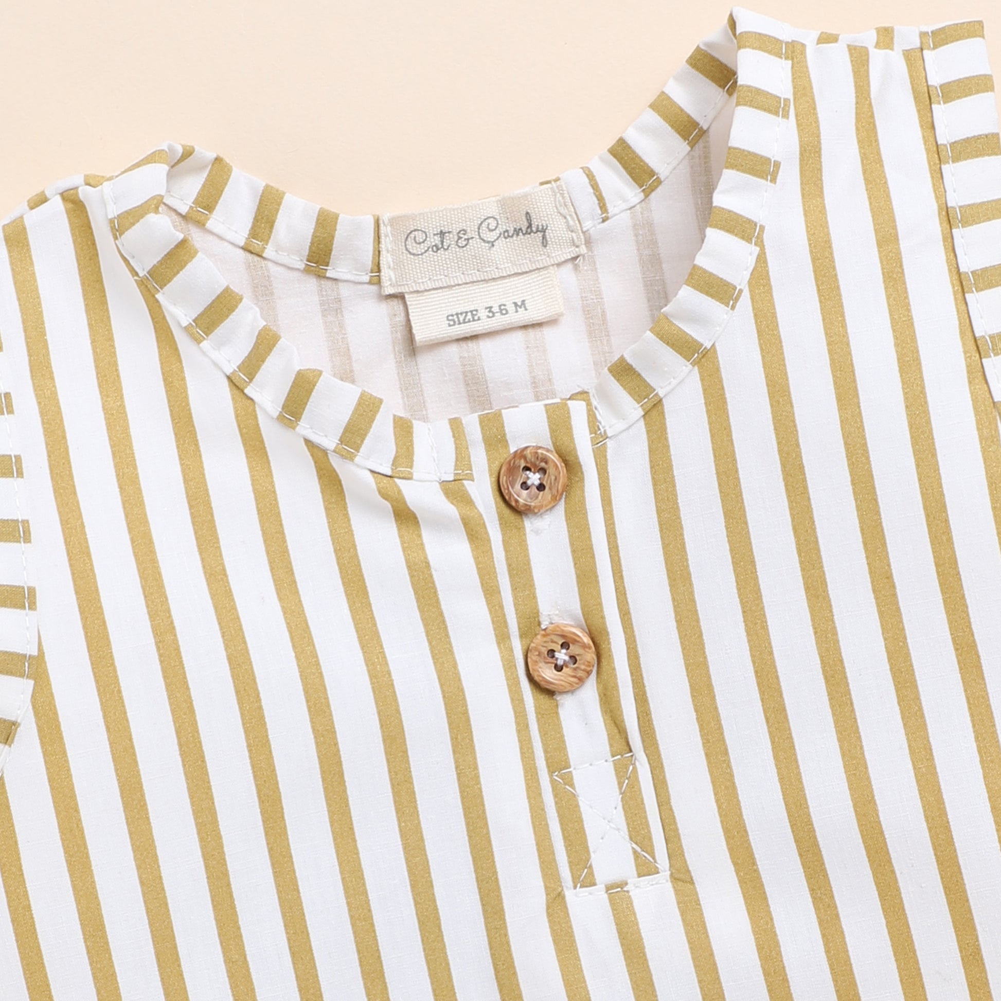 Mustard Stripe Organic Bubble Romper for 3-6 months baby