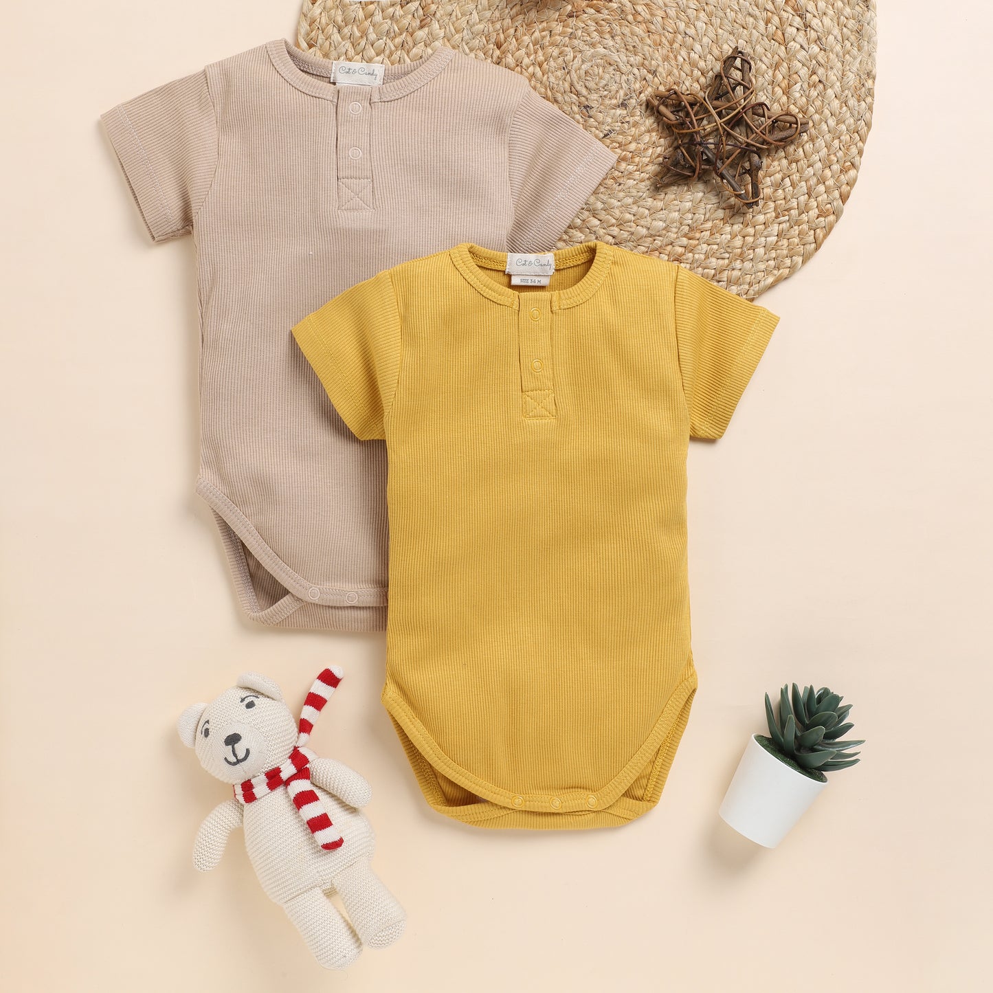 Solid Short Sleeve Bodysuits - Pack of 2