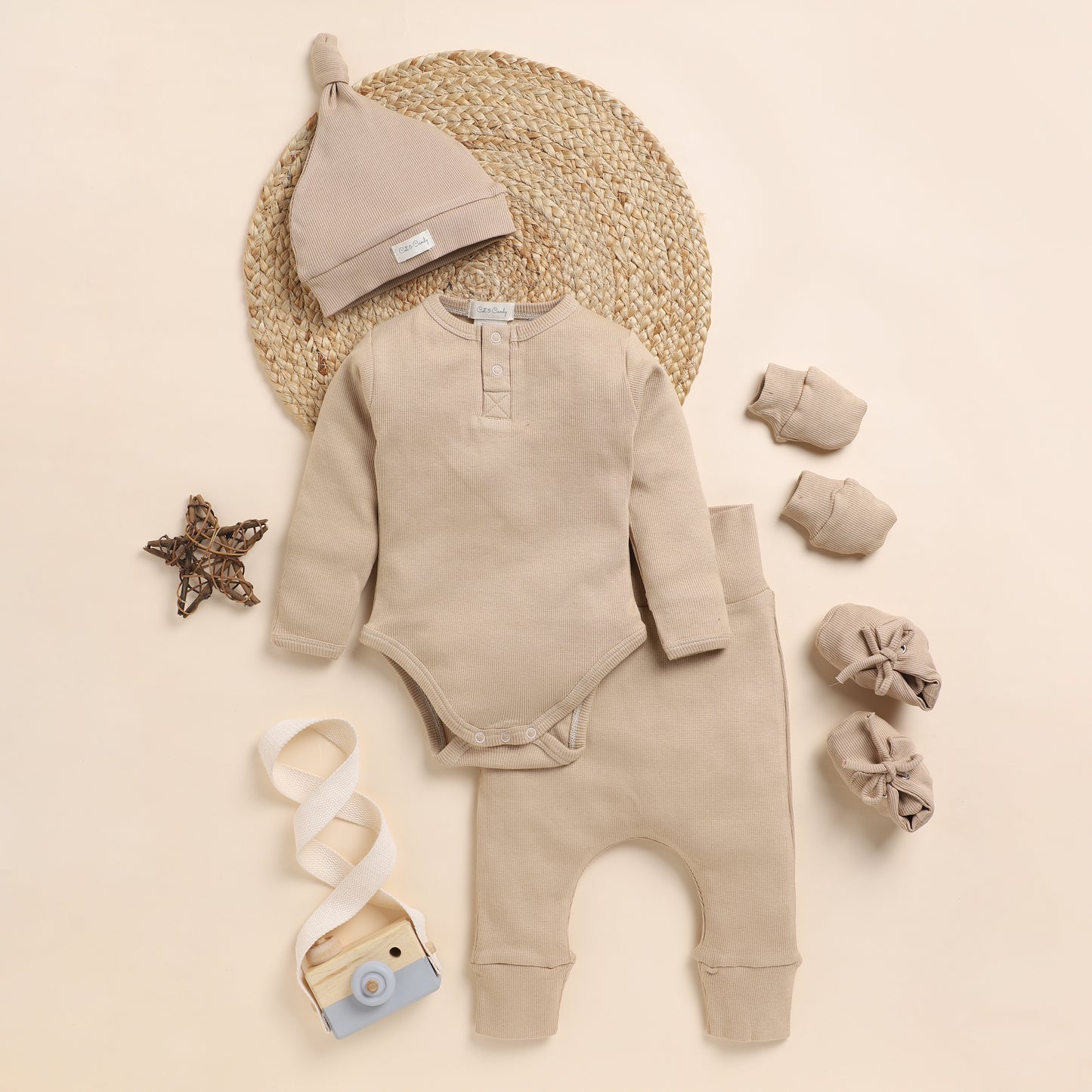 Latte Organic cotton long sleeve Full Sleeve Bodysuit - Pack Of 5