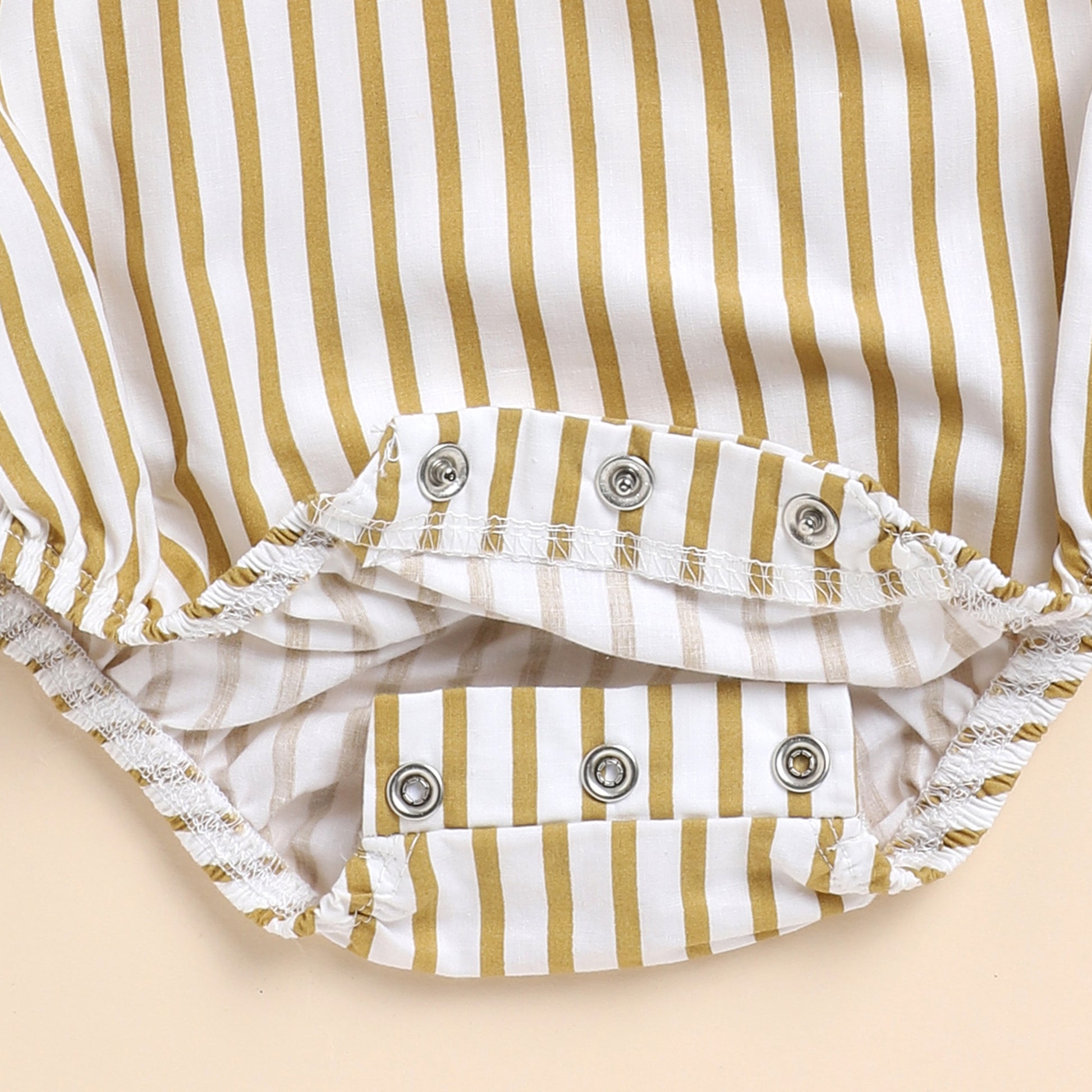 Mustard Stripe Organic Bubble Romper for 6-12 months baby