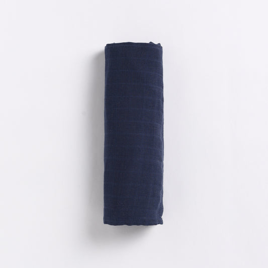 Navy Organic Muslin Swaddle Wrap for newborn baby