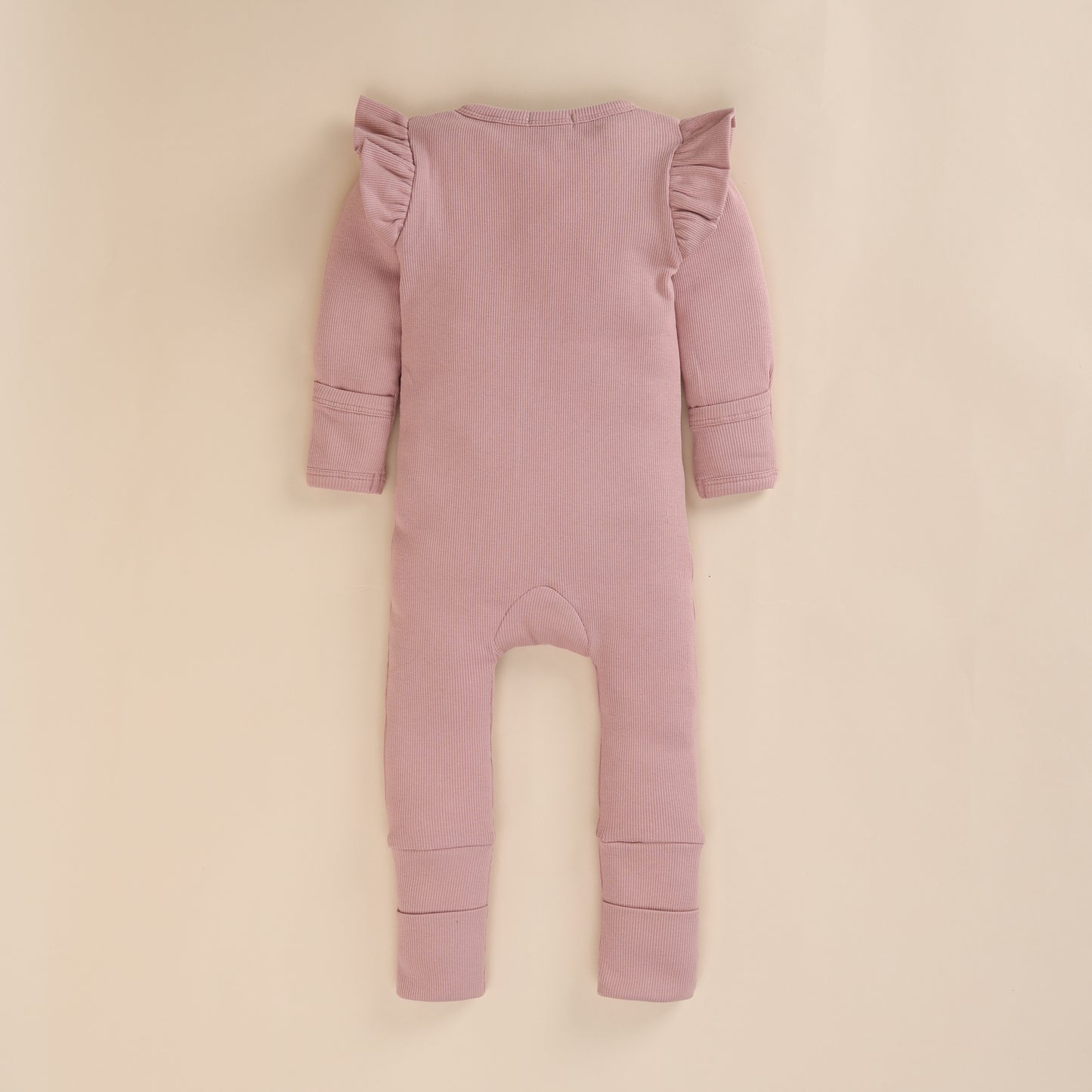 Blush Pink + Nostalgia Rose Organic Zipsuit With Frill