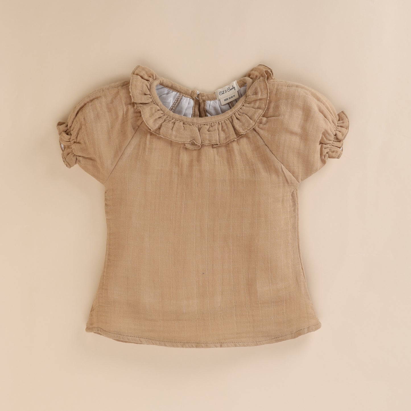 Latte Organic Muslin Frill Top With Bloomers