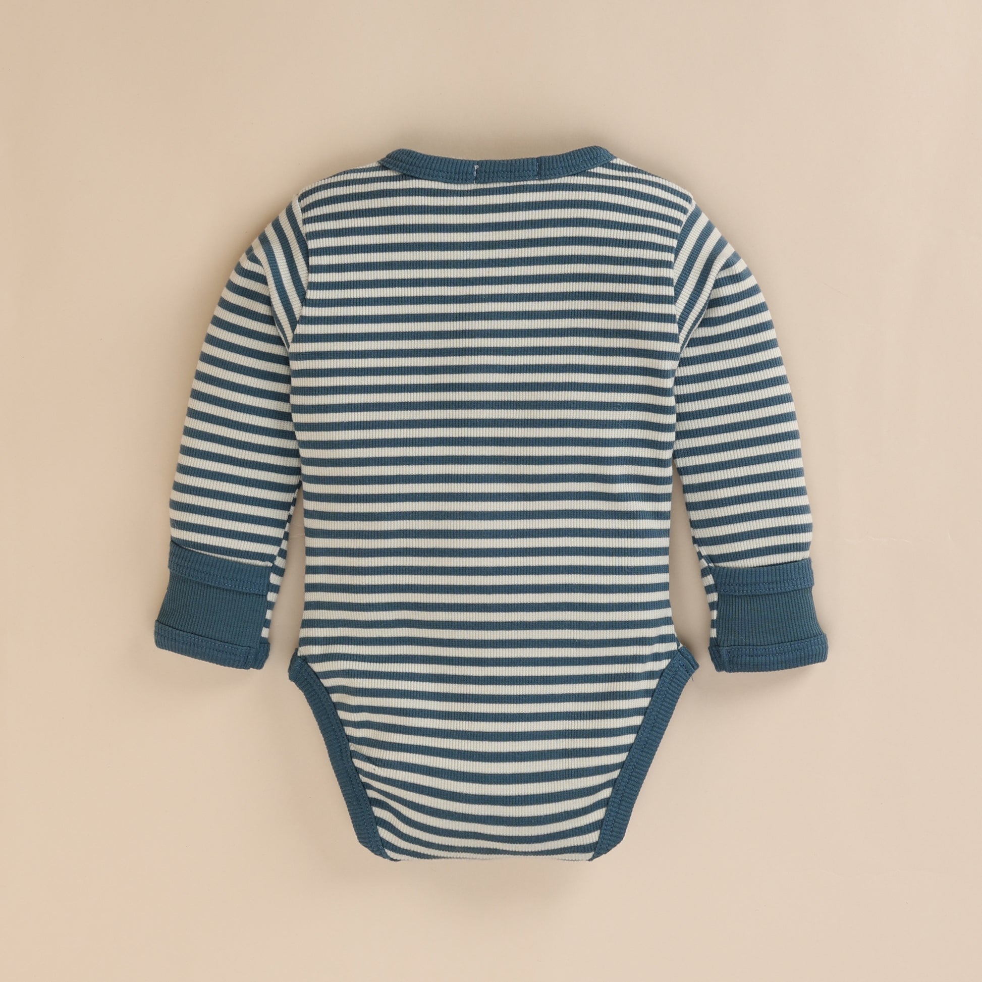 Teal Stripe Organic Long Sleeve Bodysuit for 3-6 months baby