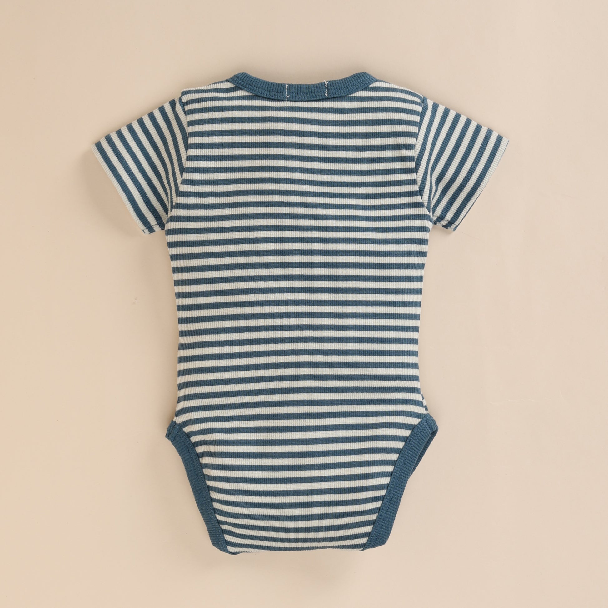 Teal Stripe Organic Short Sleeve Bodysuit for 6-12 months baby