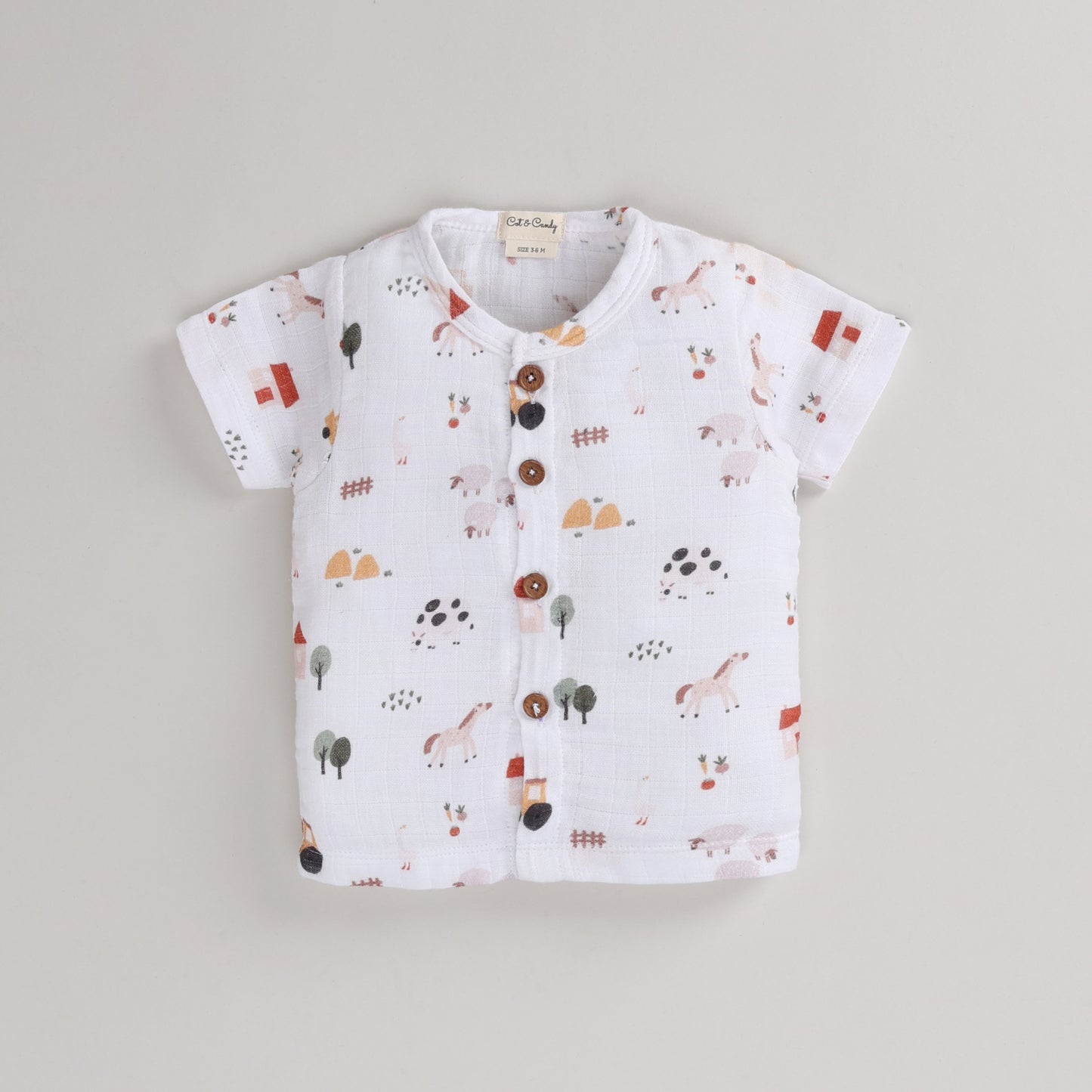 Farm Animals Collection Organic Muslin Half Sleeve T-Shirt With Shorts