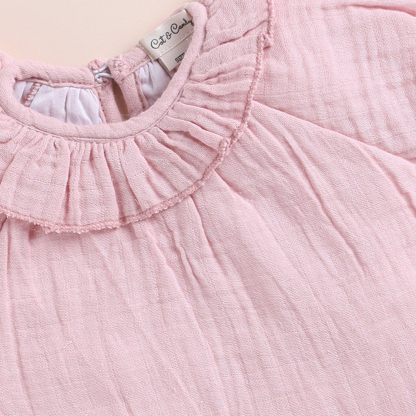 Blush Pink Organic Muslin Frill Top With Bloomers